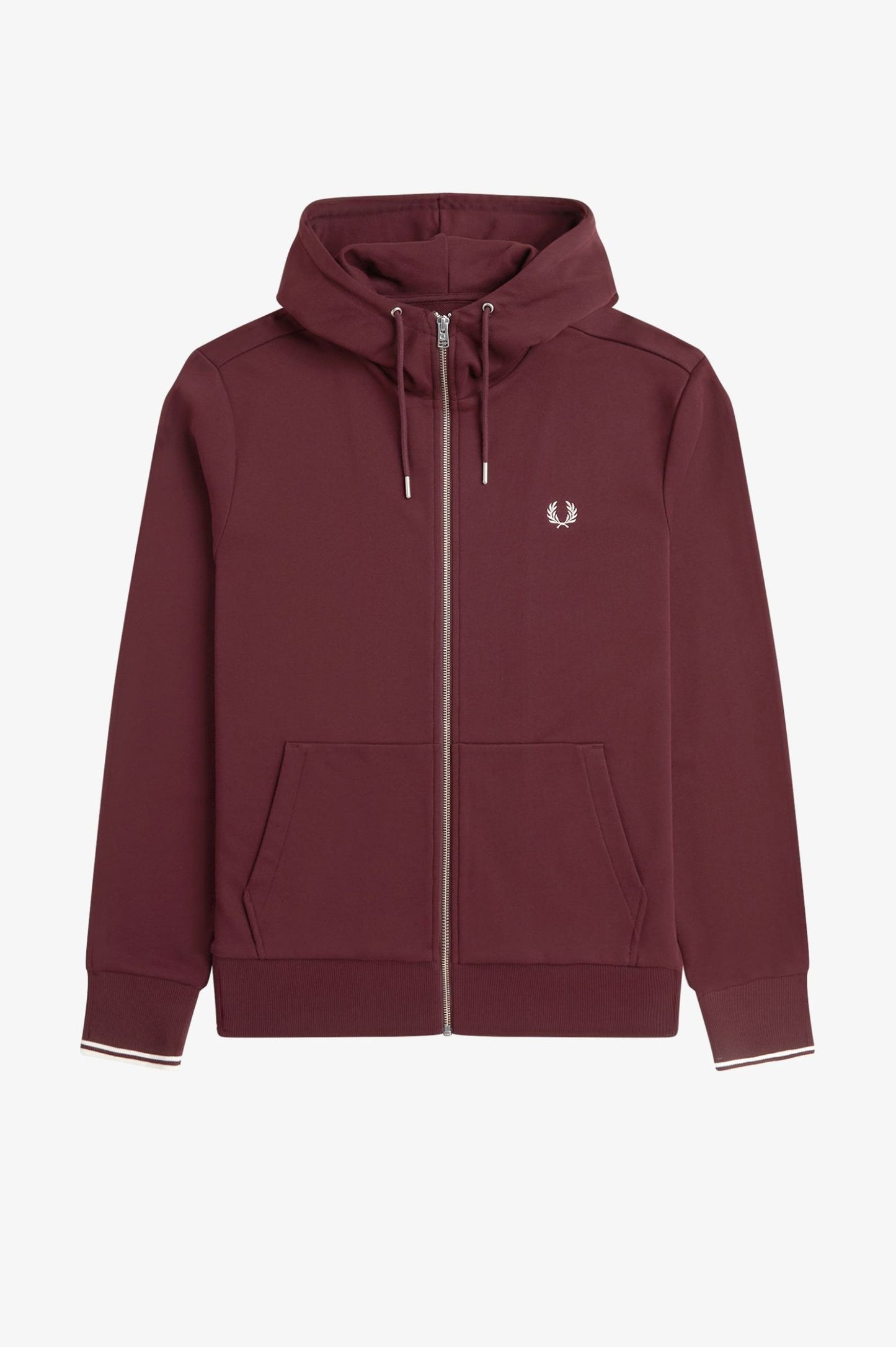 Fred Perry - HOODED ZIP TROUGH - Oxblood/Ecru