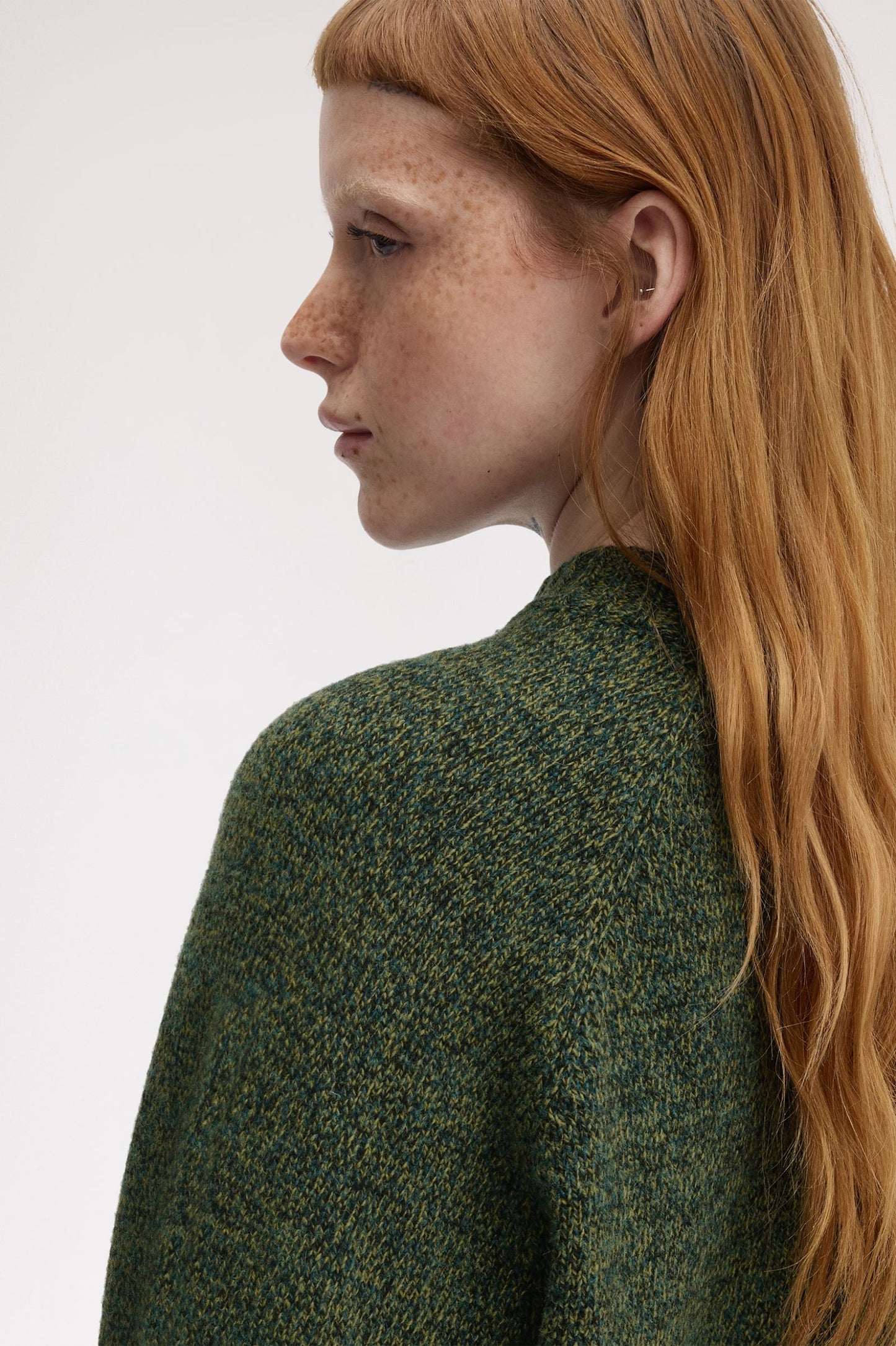 Fred Perry - TWISTED MARL MOCK NECK JUMPER - Tennisball Yellow/Dark Petrol/Black