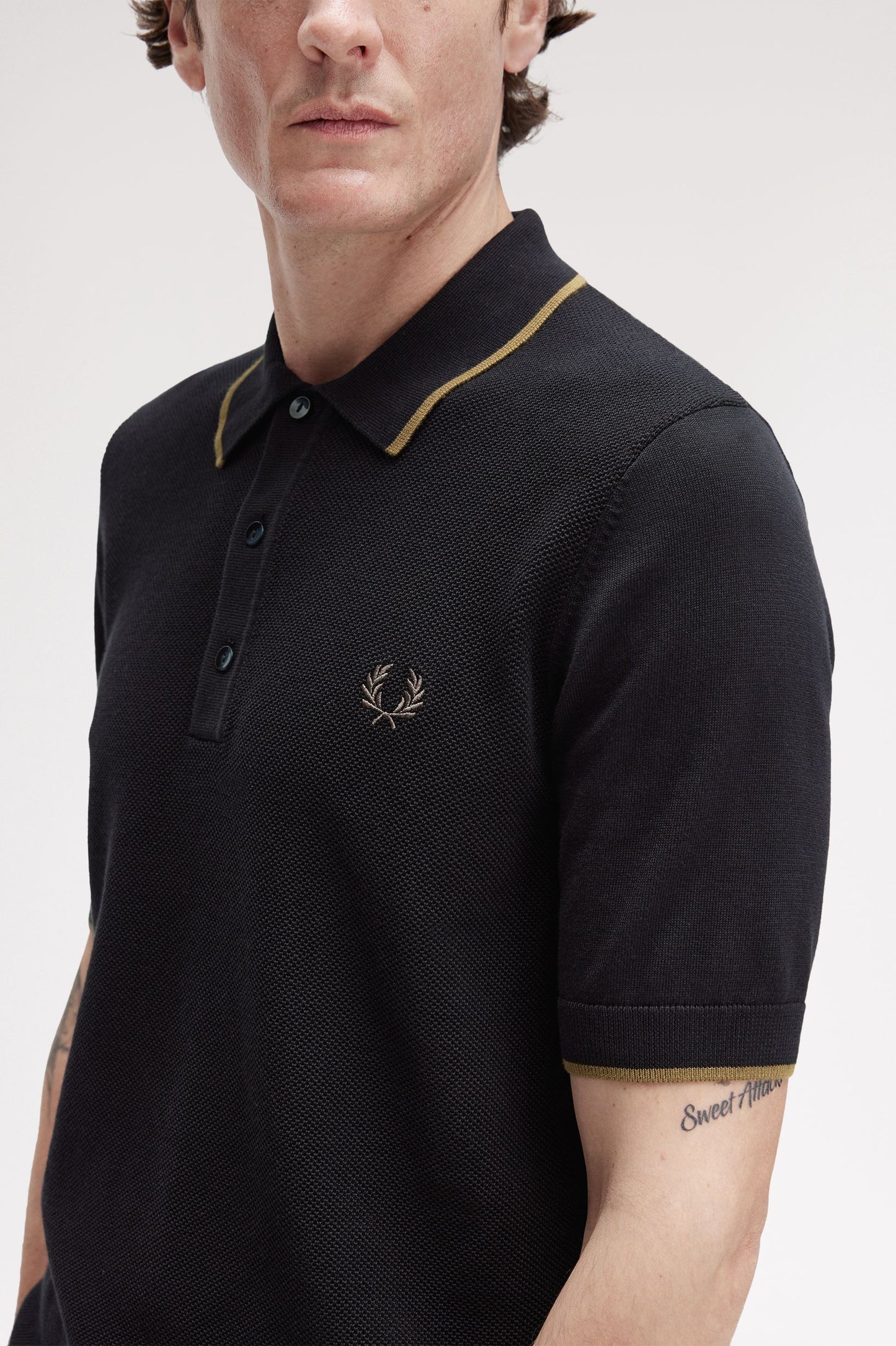 Fred Perry - PIQUÈ STRICKHEMD - Black