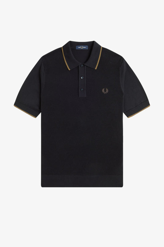 Fred Perry - PIQUÈ STRICKHEMD - Black