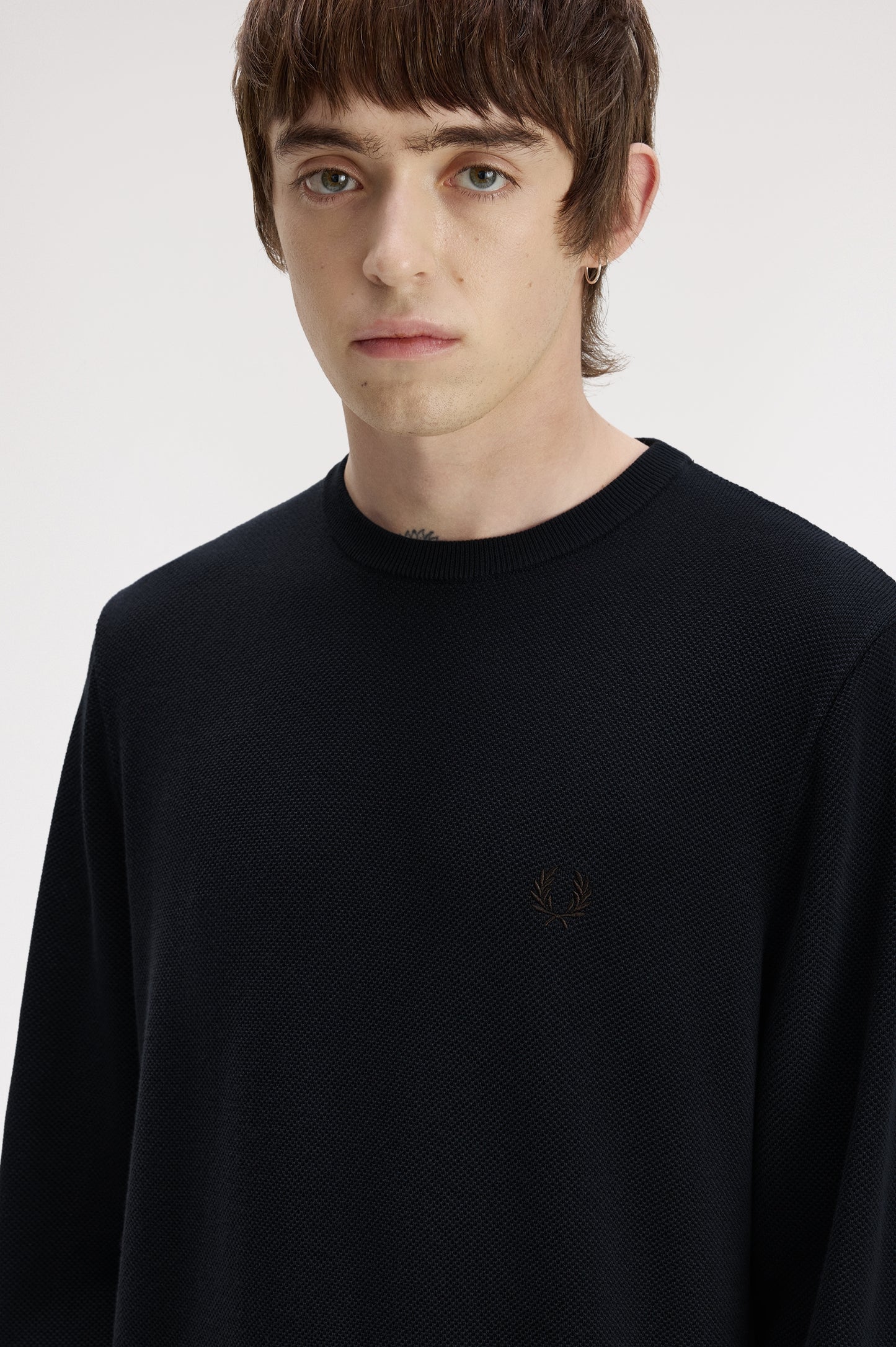 Fred Perry - PIQUE STITCH JUMPER - Navy