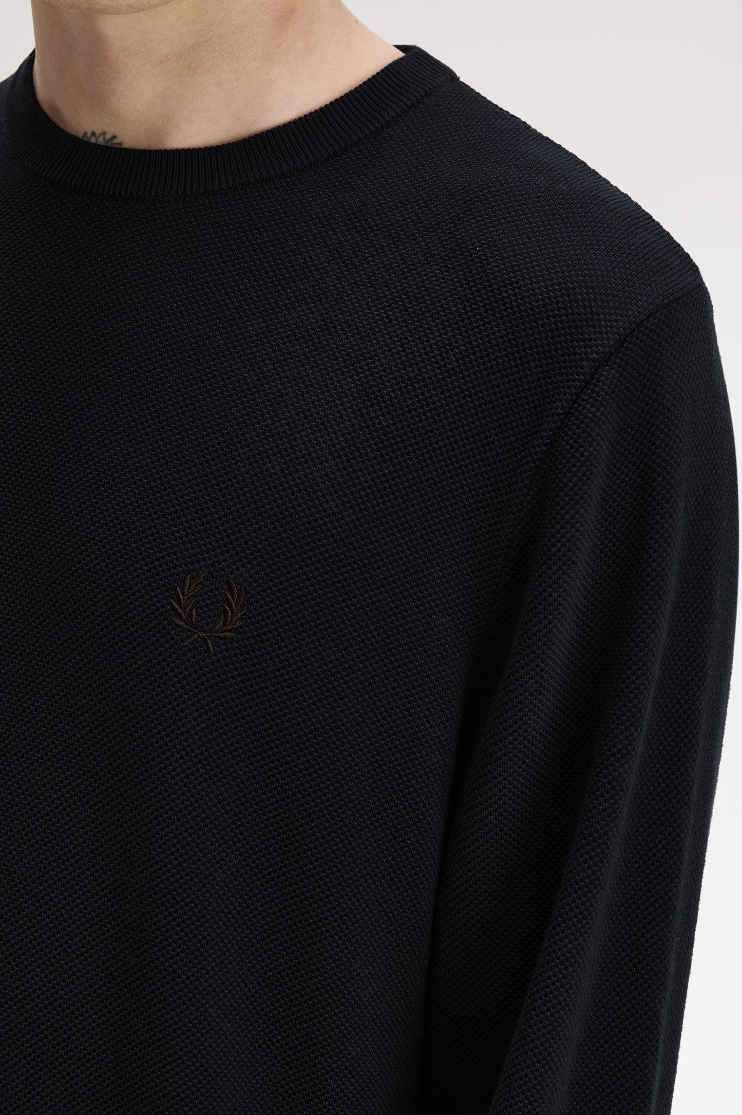 Fred Perry - PIQUE STITCH JUMPER - Navy