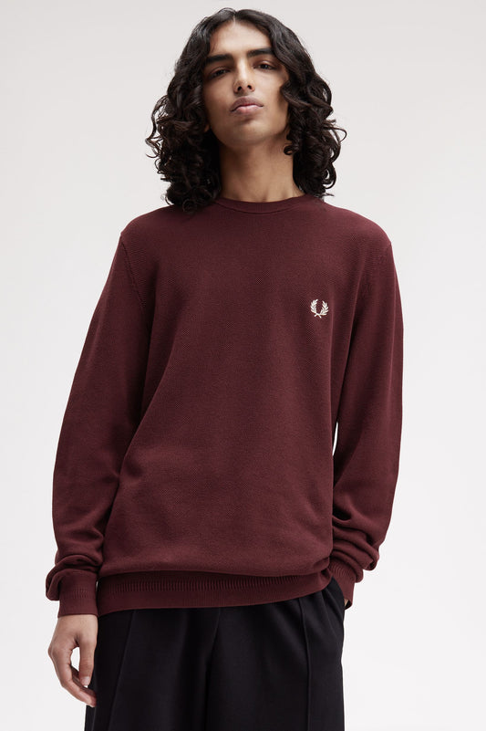 Fred Perry PIQUE STITCH JUMPER - Oxblood