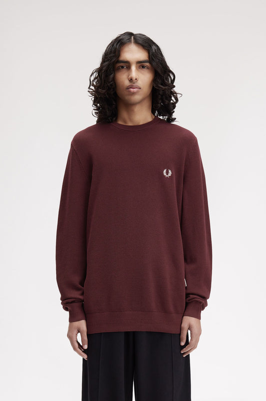 Fred Perry PIQUE STITCH JUMPER - Oxblood