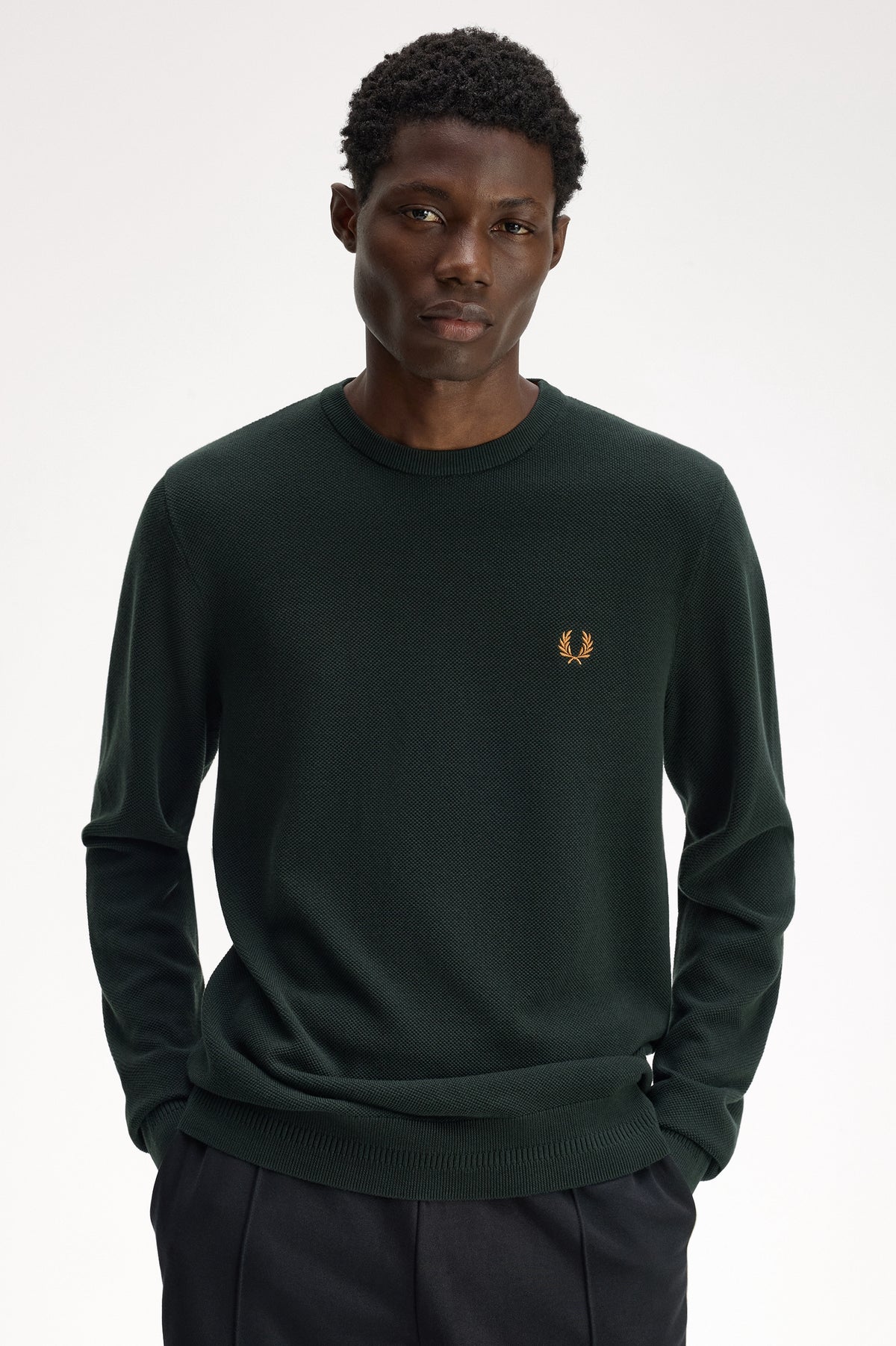 Fred Perry - PIQUE STITCH JUMPER - Night Green
