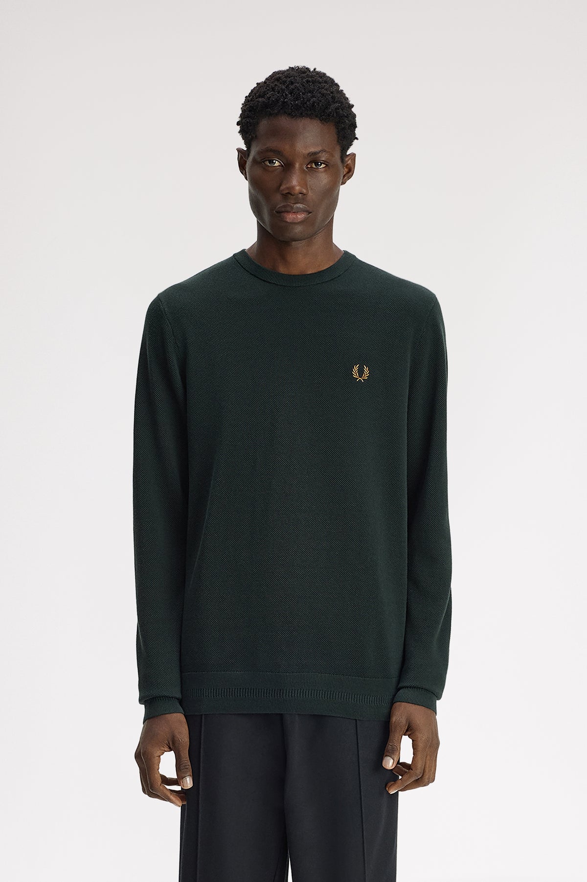 Fred Perry - PIQUE STITCH JUMPER - Night Green