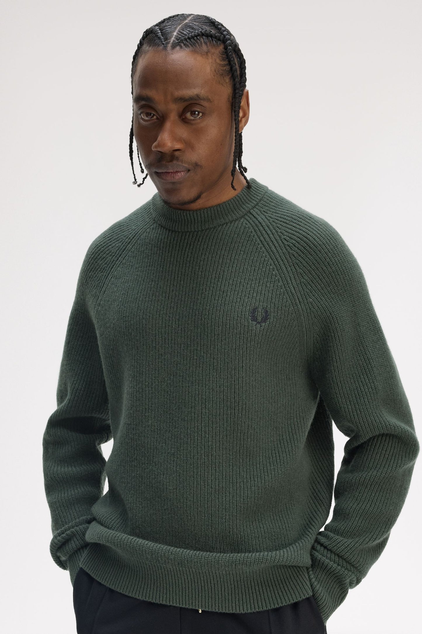 Fred Perry - LAMBSWOOL RAGLAN JUMPER - Court Green