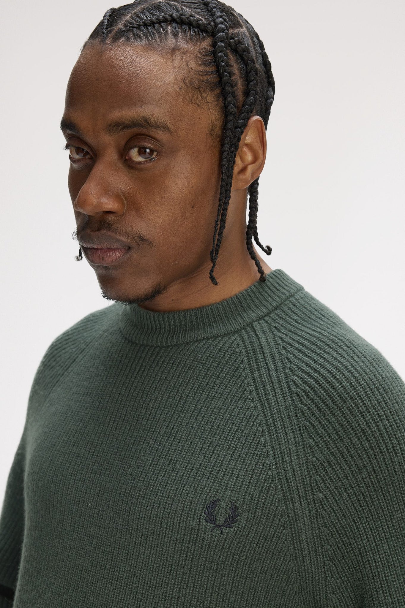 Fred Perry - LAMBSWOOL RAGLAN JUMPER - Court Green