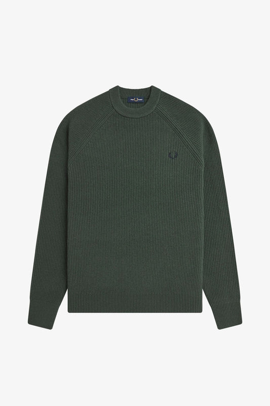 Fred Perry - LAMBSWOOL RAGLAN JUMPER - Court Green