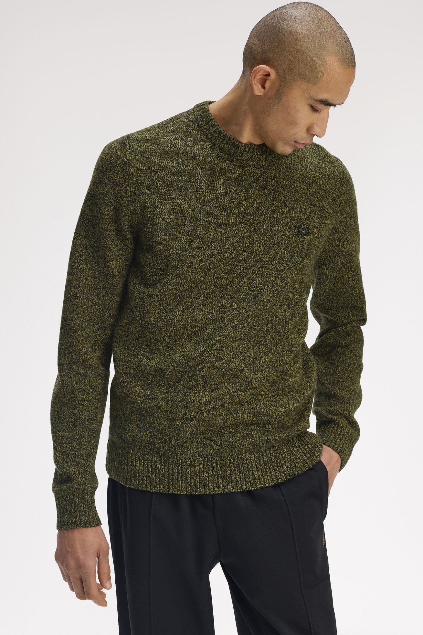 Fred Perry - TWISTED MARL JUMPER - Anchor Grey / Tennisball Yellow / Black