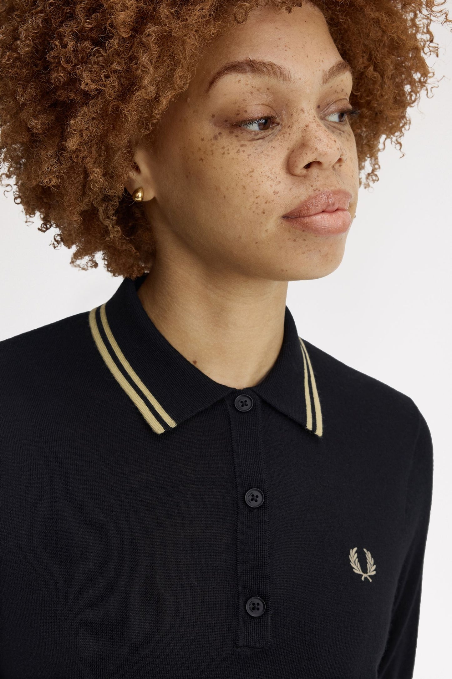 Fred Perry - TIPPED KNITTED SHIRT - Black/Champage