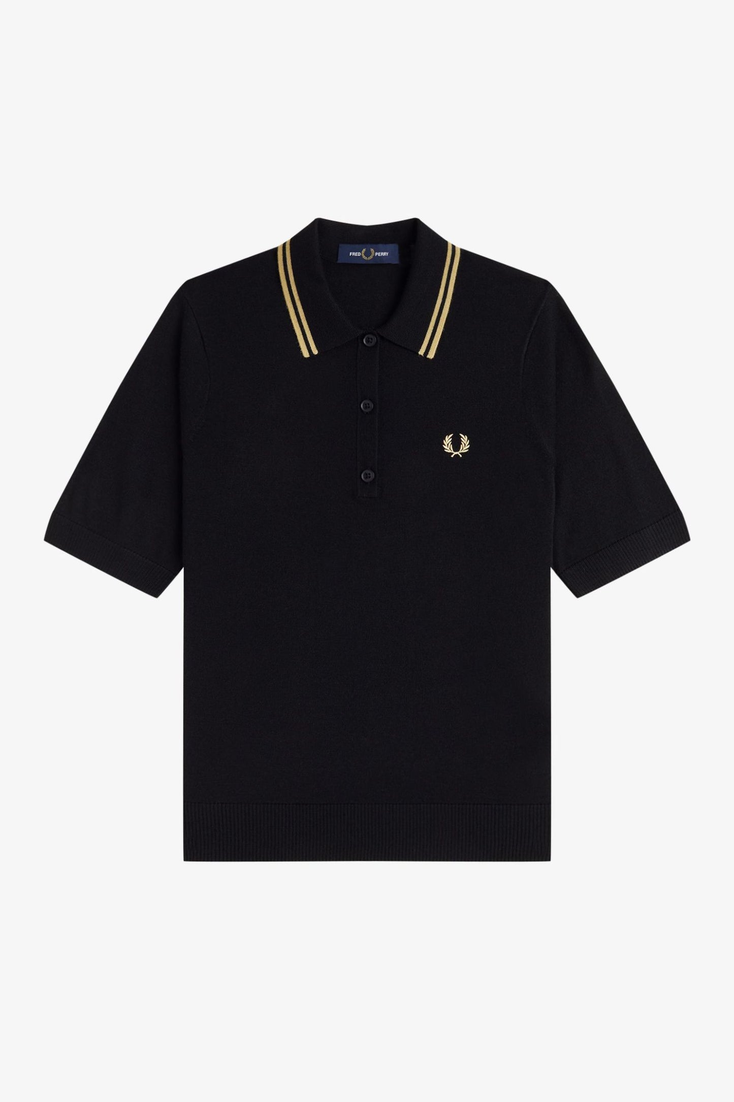Fred Perry - TIPPED KNITTED SHIRT - Black/Champage