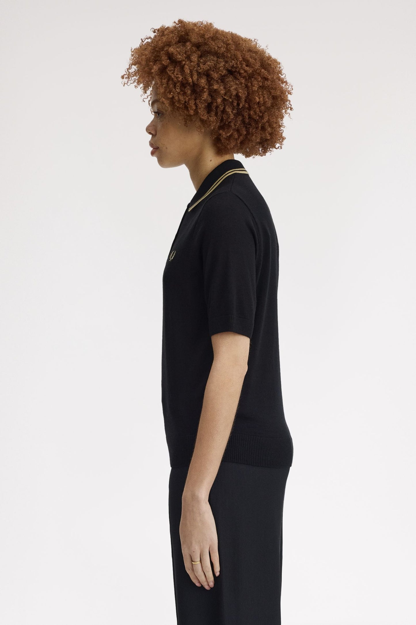 Fred Perry - TIPPED KNITTED SHIRT - Black/Champage