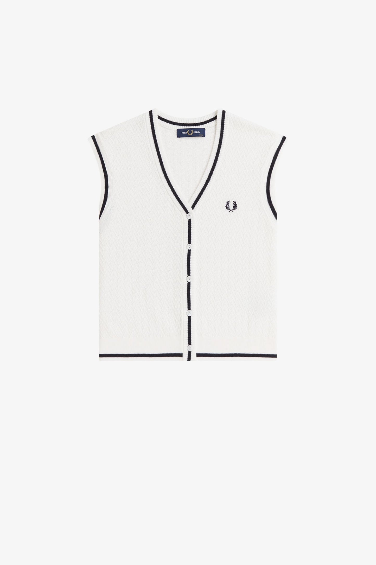Fred Perry - BUTTON THROUGH KNITTED TANK - Snow White