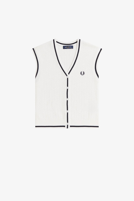 Fred Perry - BUTTON THROUGH KNITTED TANK - Snow White