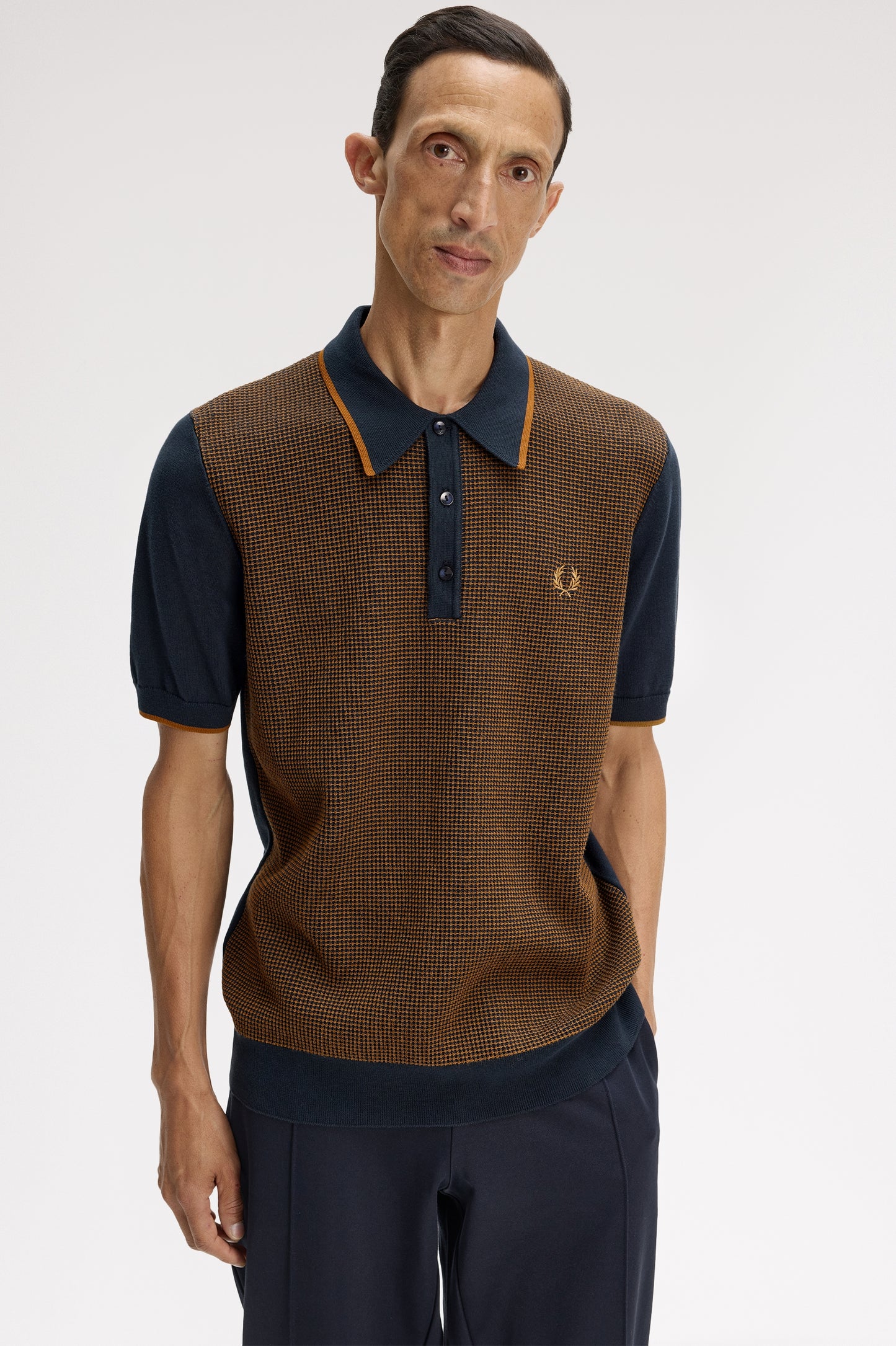 Fred Perry - TONIC WAFFLE KNITTED SHIRT - Navy