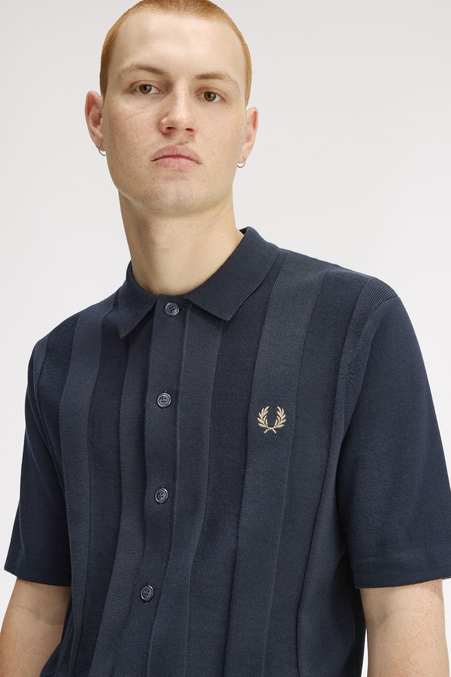 Fred Perry - TONAL VERTICAL STRIPE SHIRT - Navy