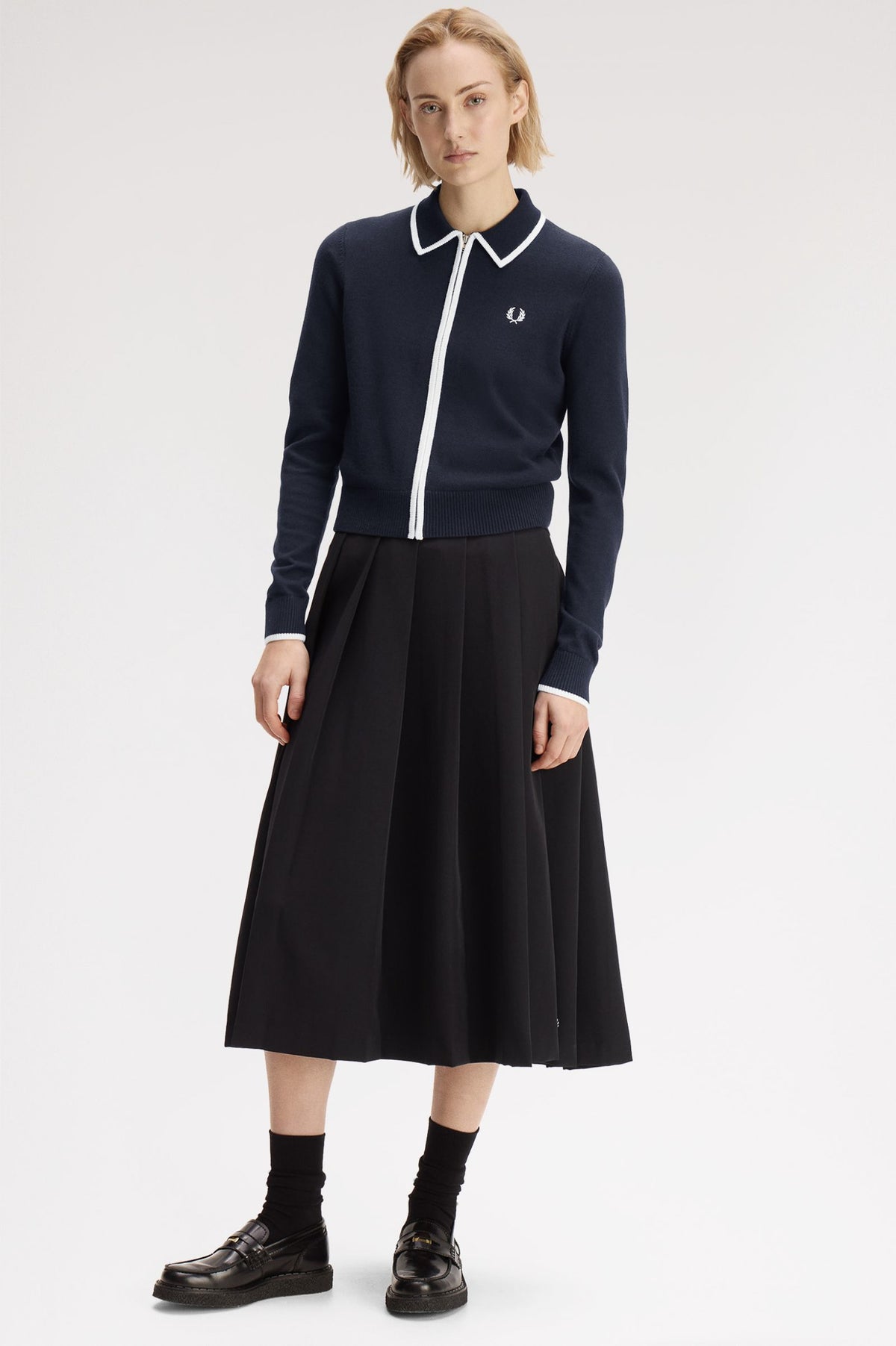 Fred Perry - ZIP-THROUGH KNITTED SHIRT - Navy