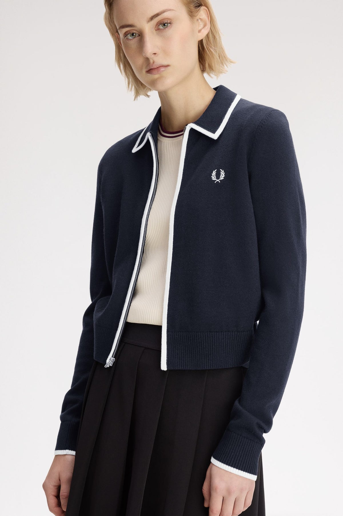 Fred Perry - ZIP-THROUGH KNITTED SHIRT - Navy
