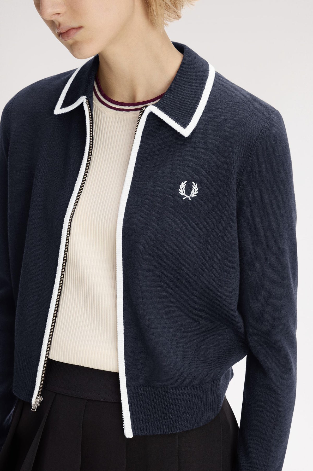 Fred Perry - ZIP-THROUGH KNITTED SHIRT - Navy