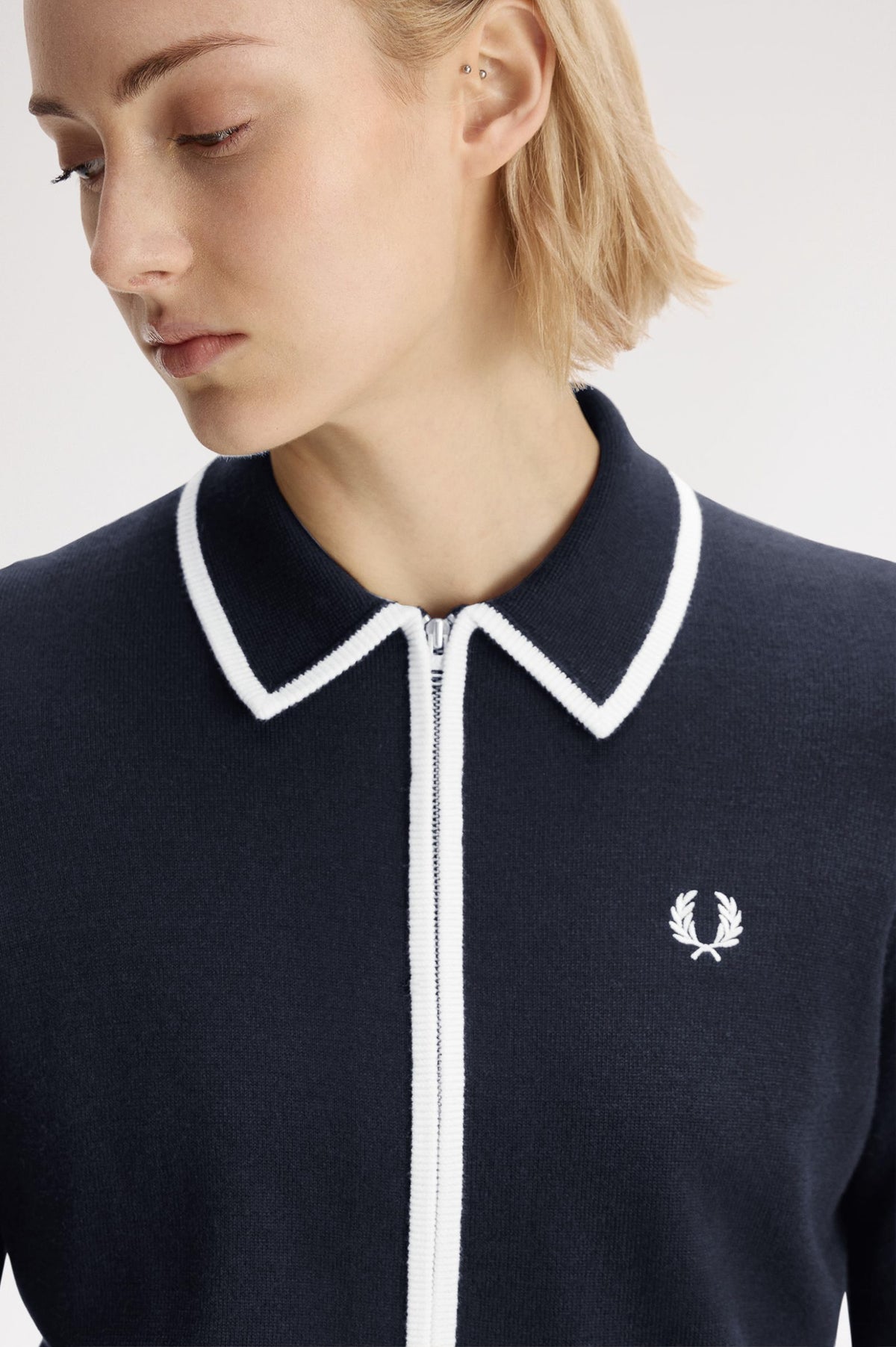 Fred Perry - ZIP-THROUGH KNITTED SHIRT - Navy