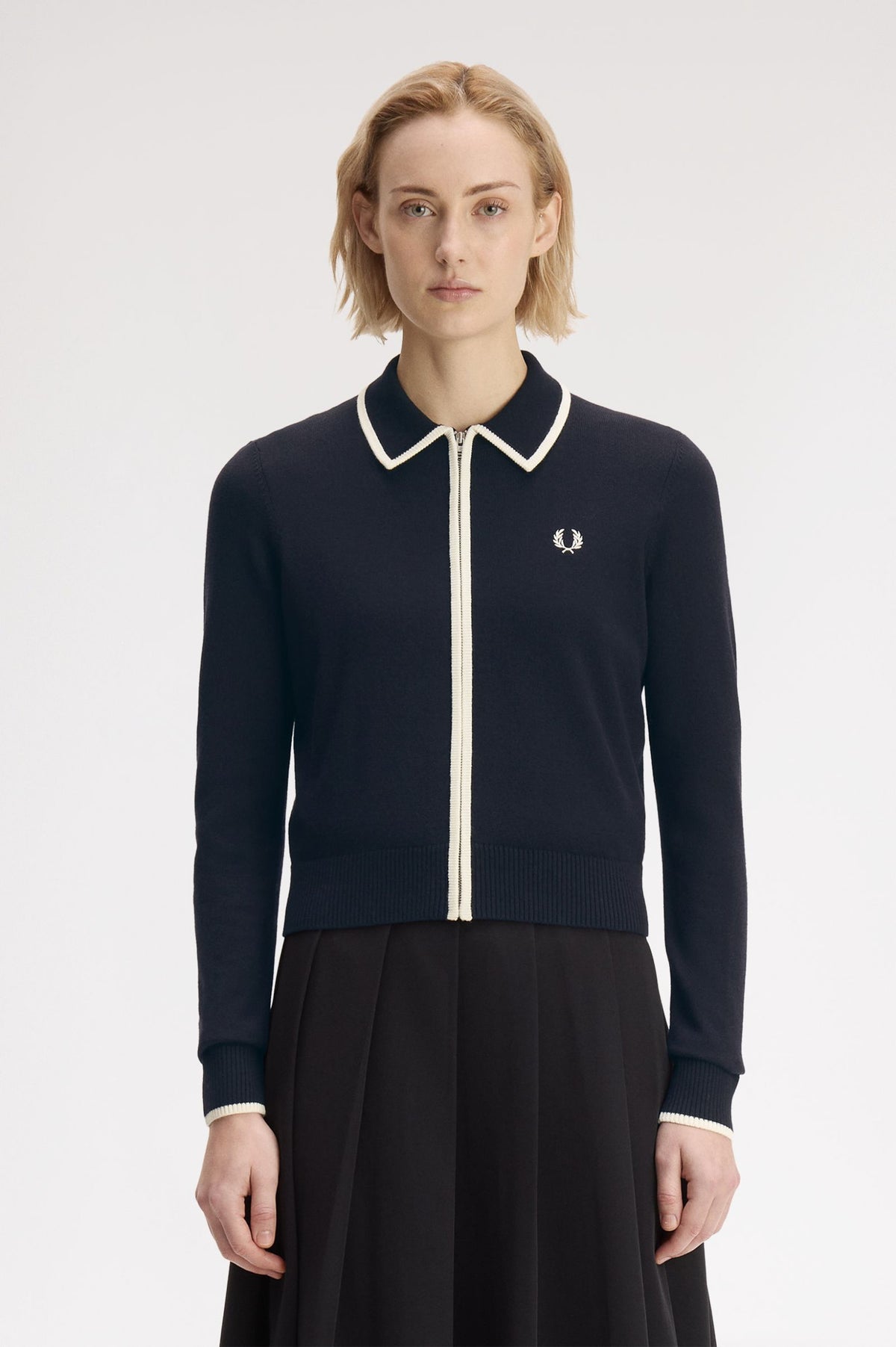 Fred Perry - ZIP-THROUGH KNITTED SHIRT - Navy