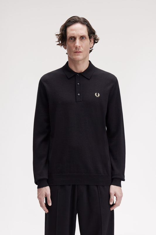 Fred Perry - CLASSIC KNITTED SHIRT - Black