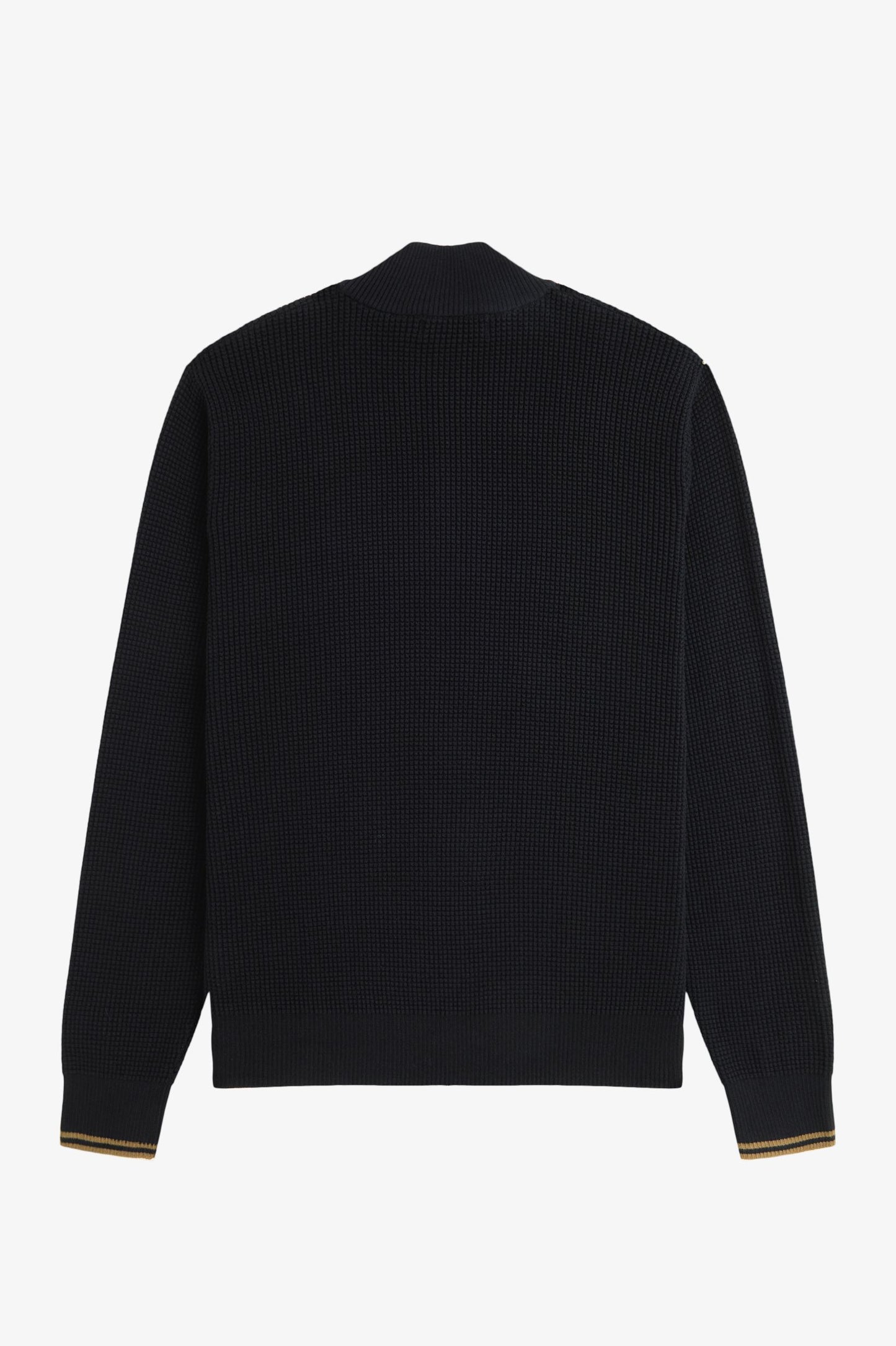 Fred Perry WAFFLE STITCH HALF ZIP JUMPER - Black