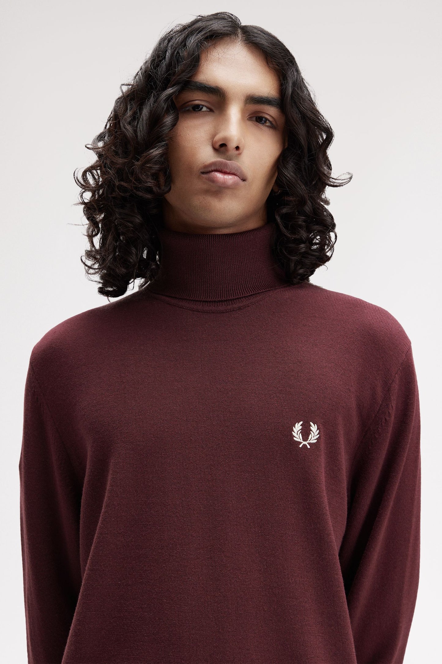 Fred Perry - ROLL NECK JUMPER - Oxblood