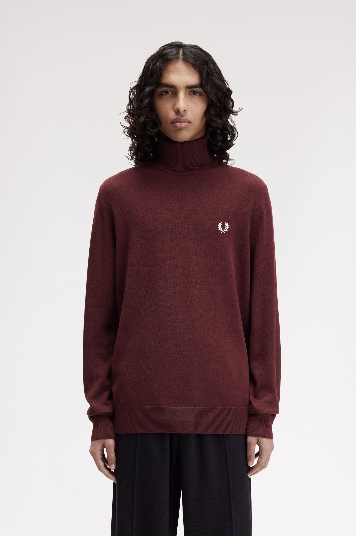 Fred Perry - ROLL NECK JUMPER - Oxblood