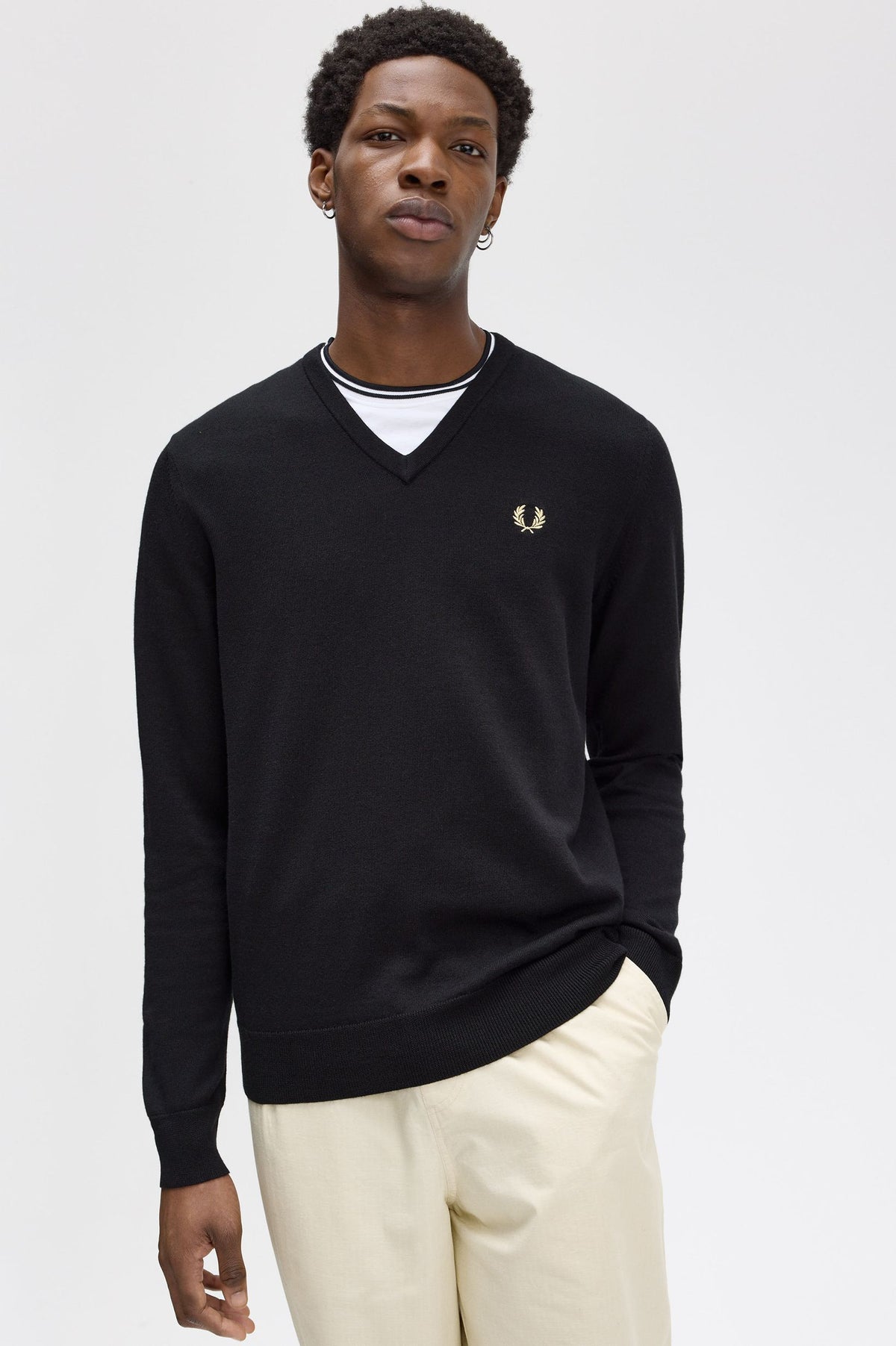 Fred Perry - CLASSIC V-NECK JUMPER - Black