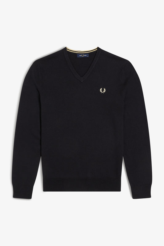 Fred Perry - CLASSIC V-NECK JUMPER - Black