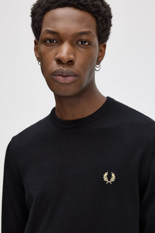 Fred Perry - CLASSIC CREW NECK JUMPER - Black