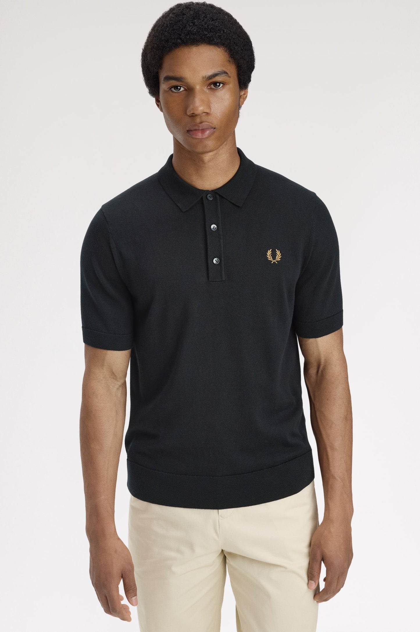 Fred Perry - SUPIMA COTTON KNITTED SHIRT - Black