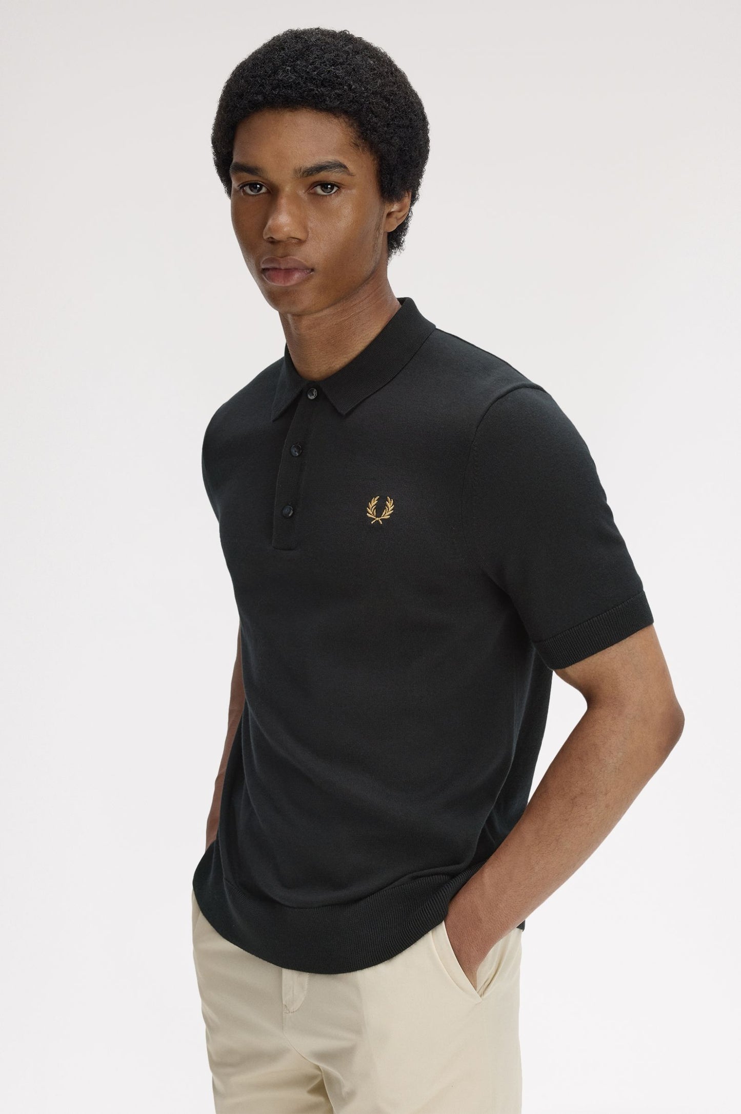 Fred Perry - SUPIMA COTTON KNITTED SHIRT - Black