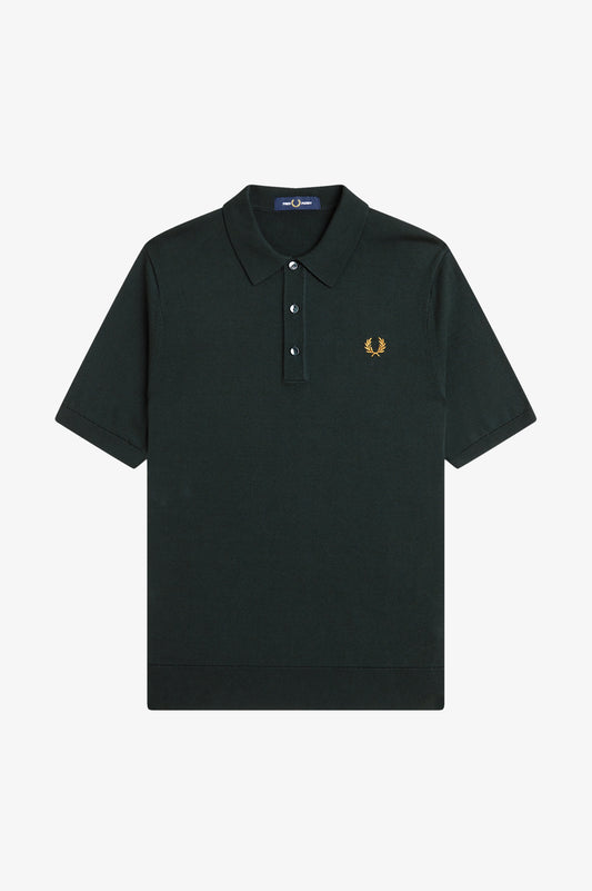 Fred Perry - COTTON KNITTED SHIRT - Night Green