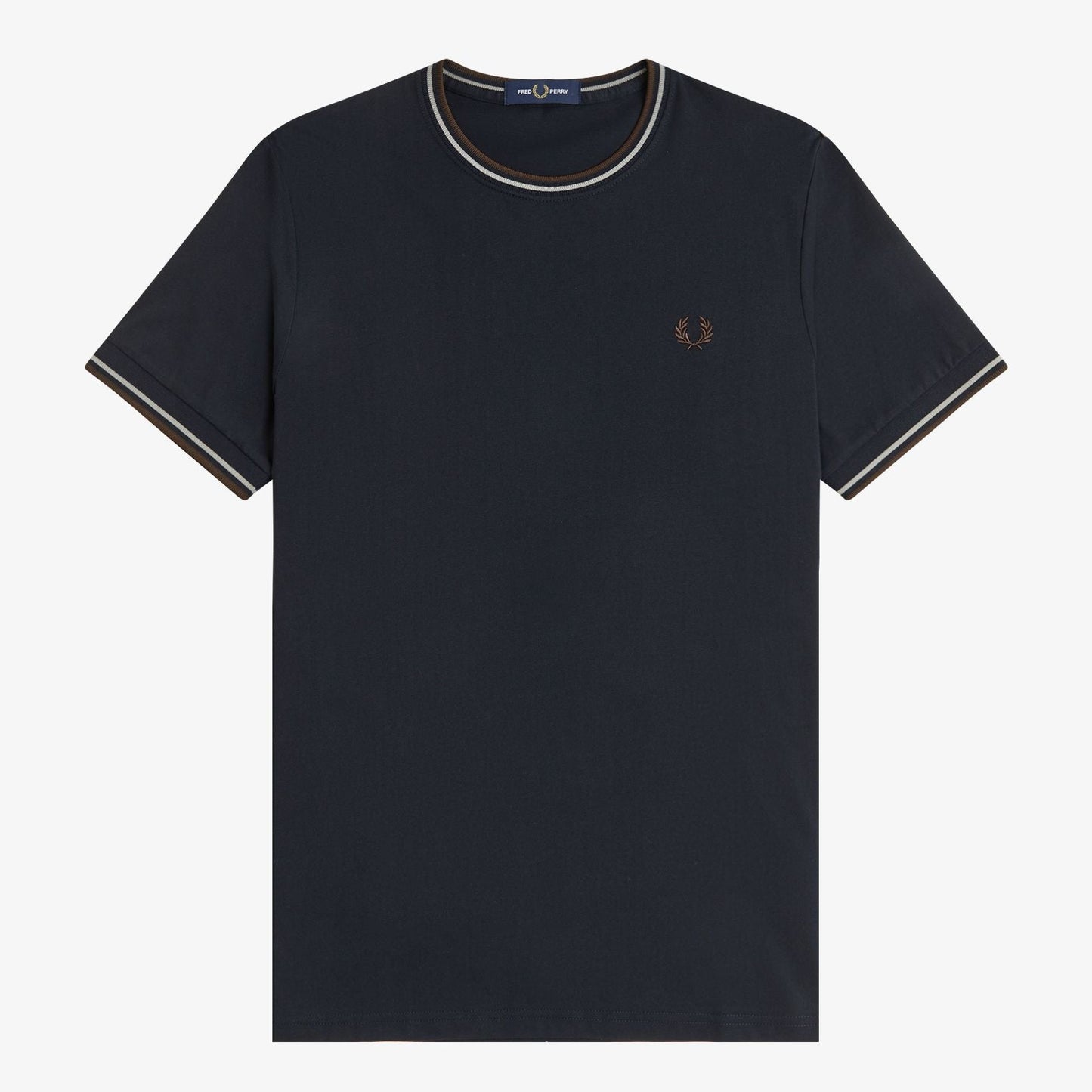 Fred Perry - TWIN TIPPED T-SHIRT - Navy/Warmoat/Browntobacco