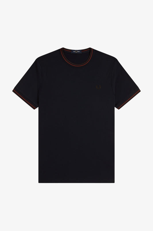 Fred Perry - TWIN TIPPED T-SHIRT - Navy/Brandy/Rich Brown