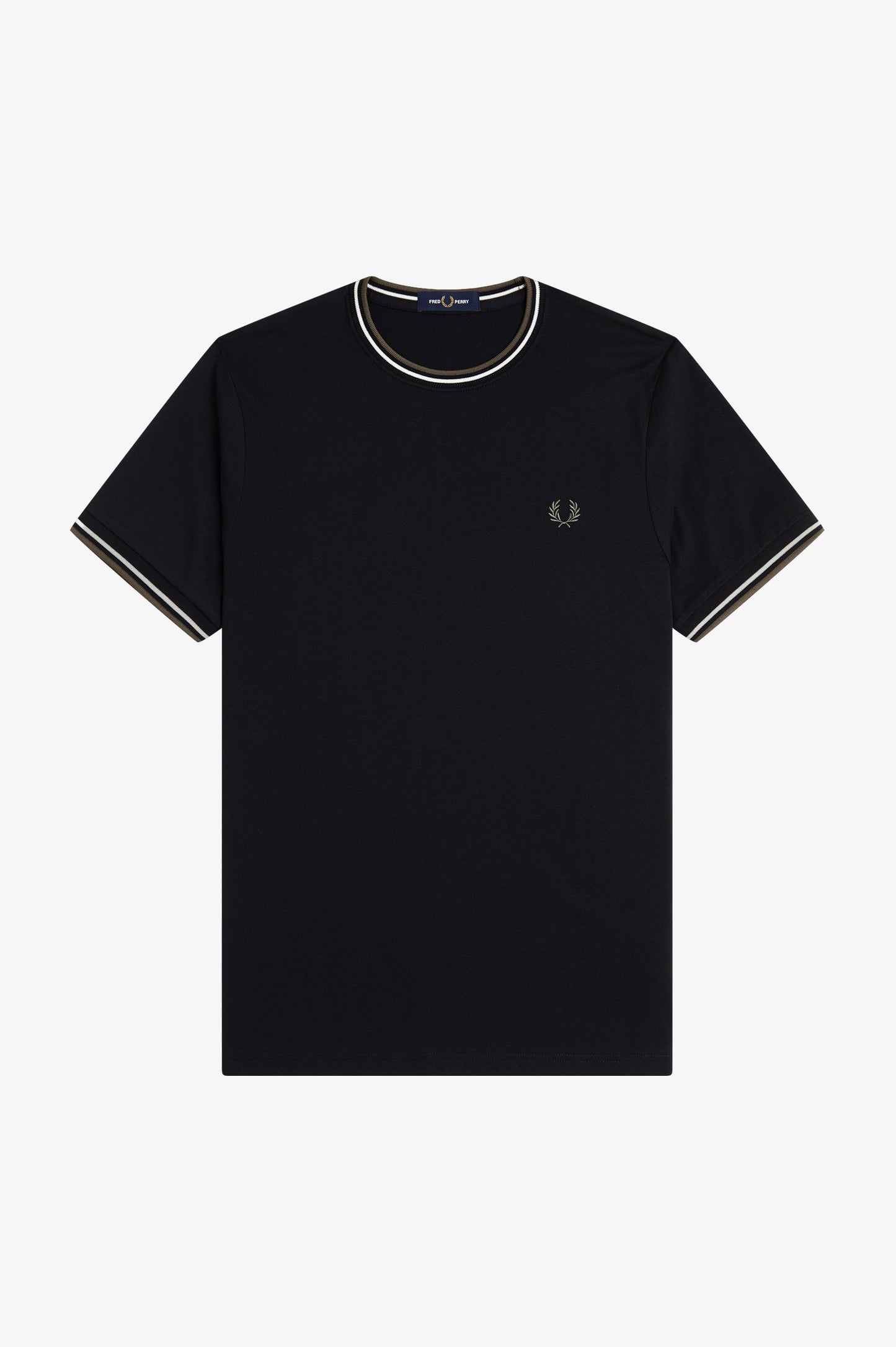 Fred Perry - TWIN TIPPED T-SHIRT - Black/Ecru/Laurel Wreath Green