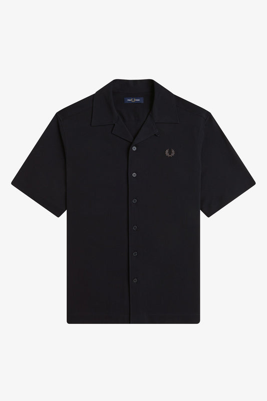 Fred Perry - COMPRESS MESH REVERE COLLAR SHIRT - Black