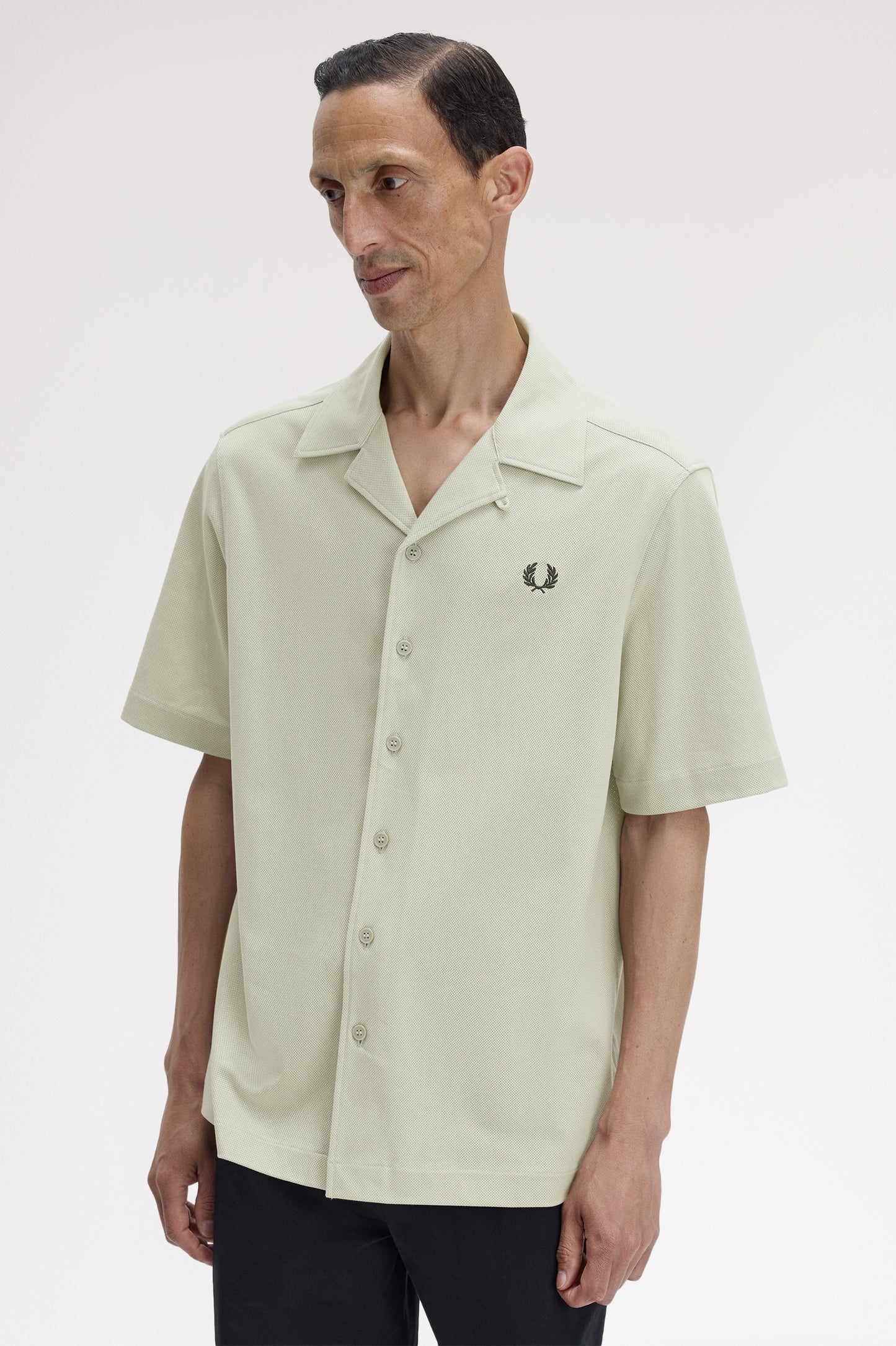 Fred Perry - COMPRESS MESH REVERE COLLAR SHIRT - Seagrass