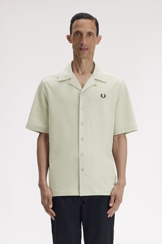 Fred Perry - COMPRESS MESH REVERE COLLAR SHIRT - Seagrass