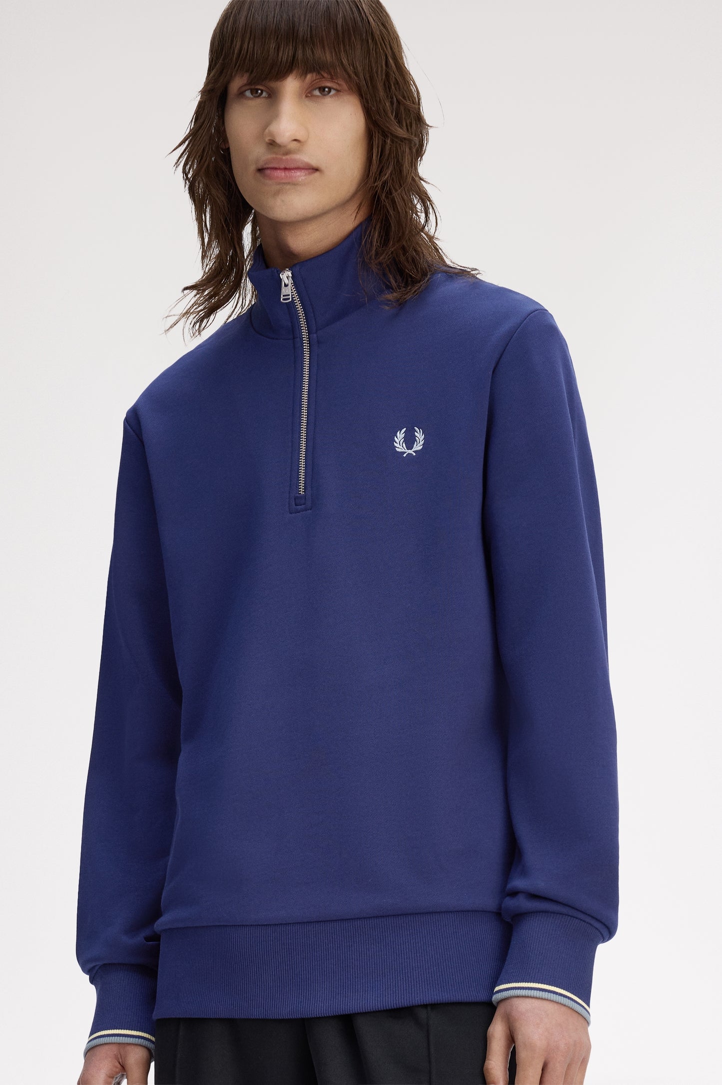 Fred Perry - HALF ZIP SWEATSHIRT - Frenchnavy/Champions Gold/Stockport Blue