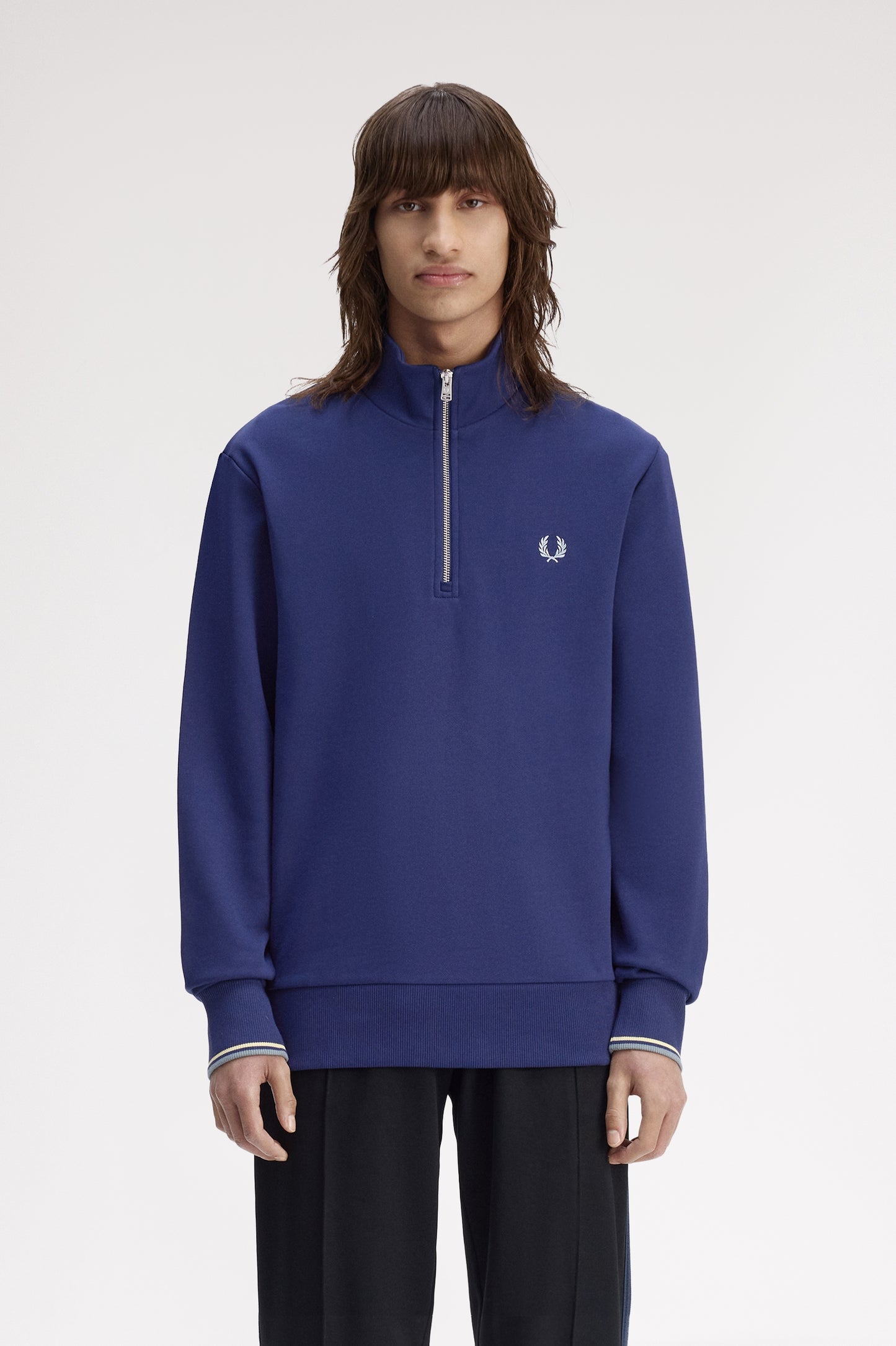 Fred Perry - HALF ZIP SWEATSHIRT - Frenchnavy/Champions Gold/Stockport Blue