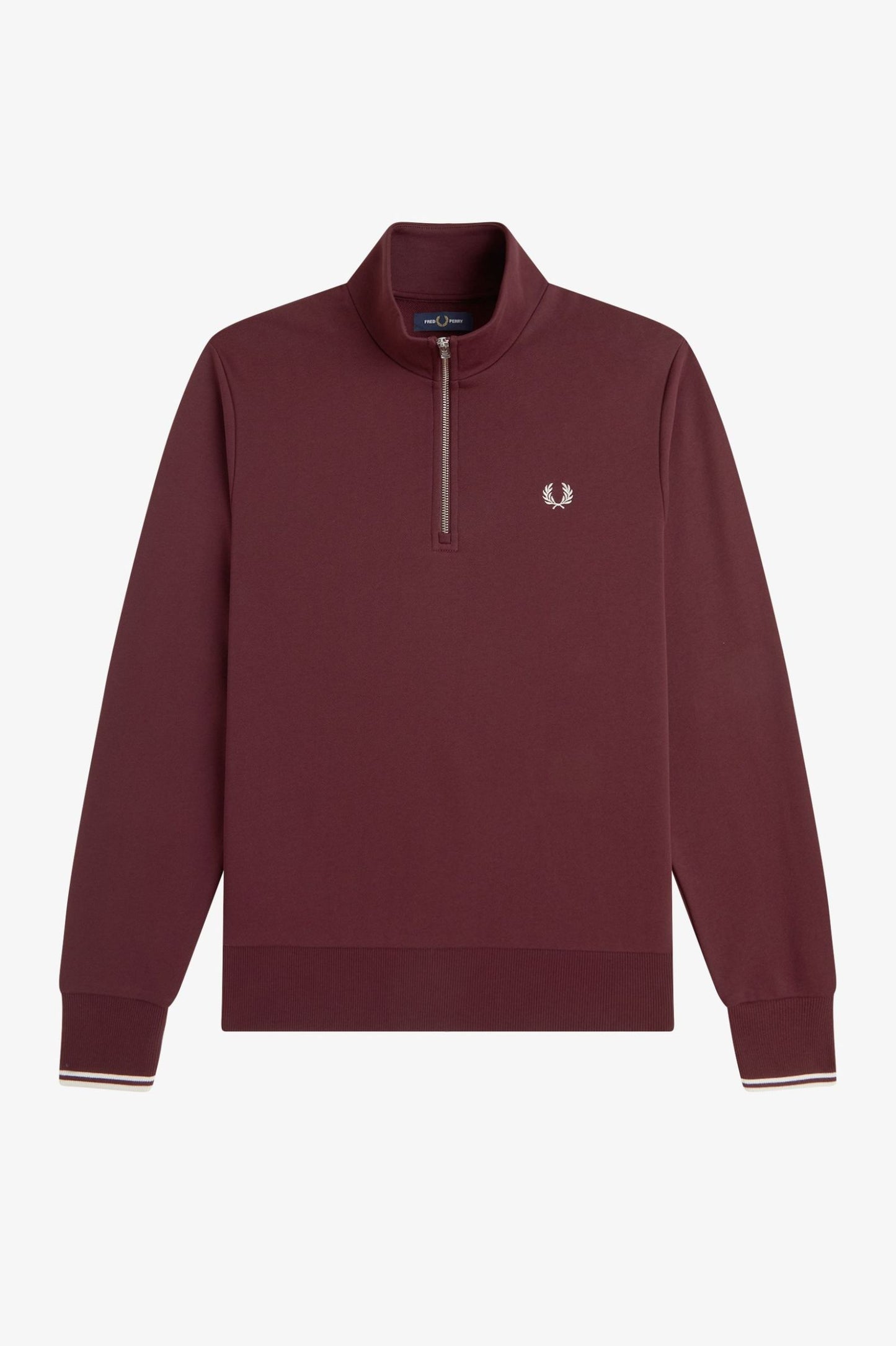 Fred Perry - HALF ZIP SWEATSHIRT - Oxblood/Ecru