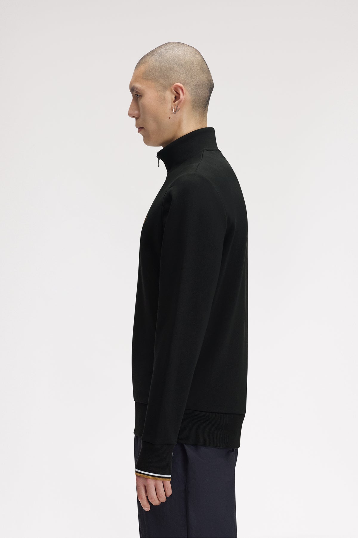 Fred Perry - HALF ZIP SWEATSHIRT - Night Green/Dusky Blue/Dark Caramel
