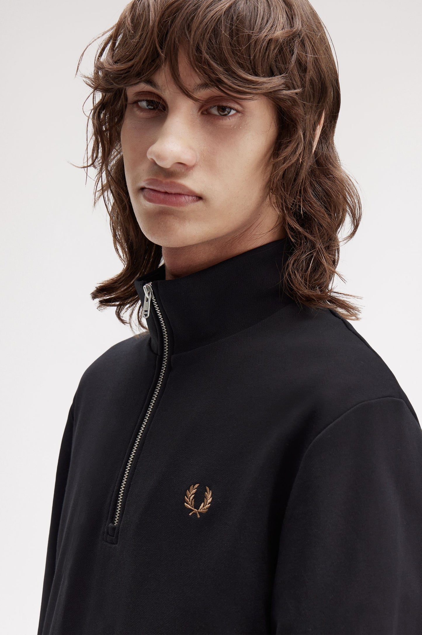 Fred Perry - HALF ZIP SWEATSHIRT - Black/Shadedstone