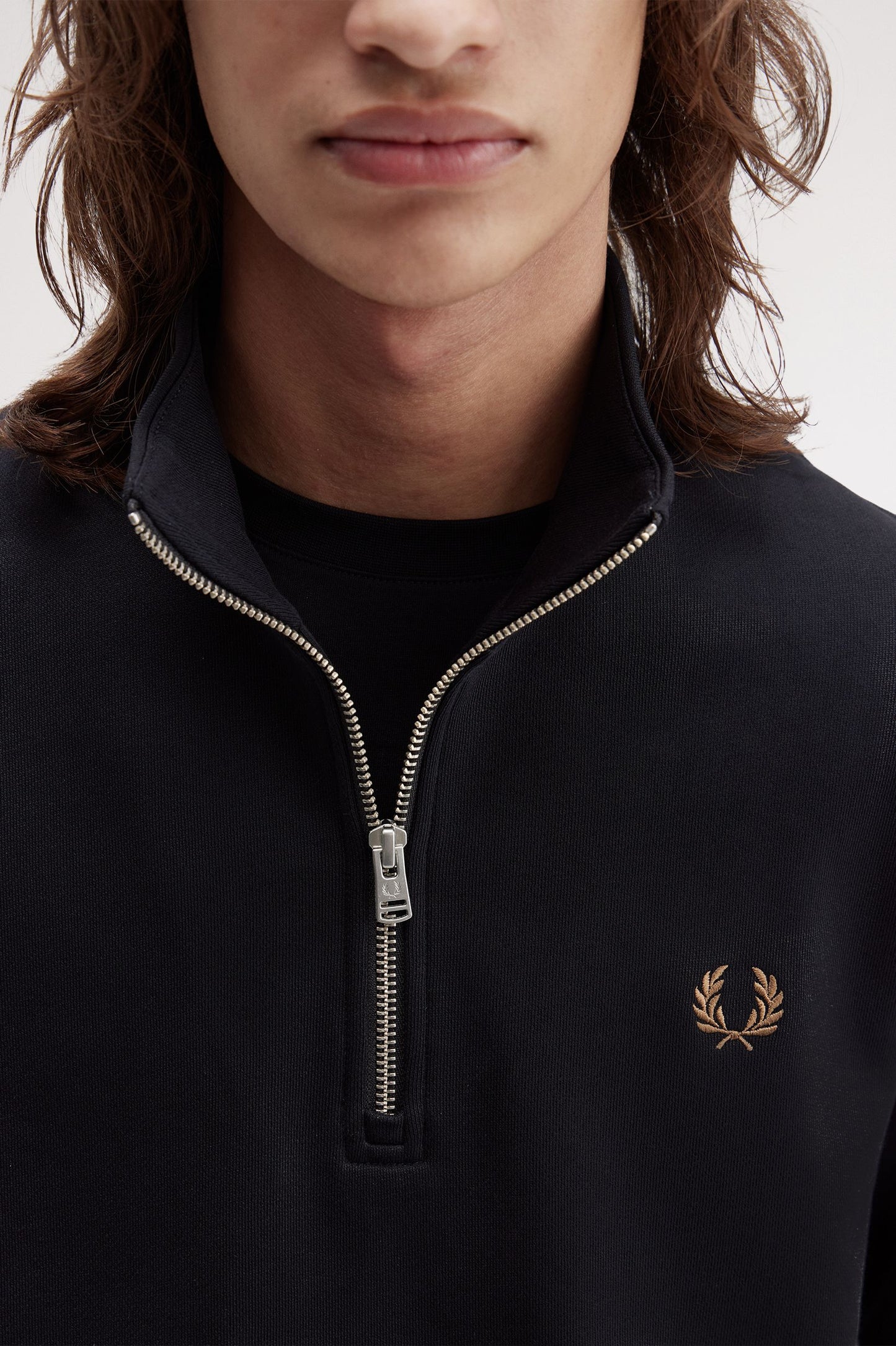 Fred Perry - HALF ZIP SWEATSHIRT - Black/Shadedstone