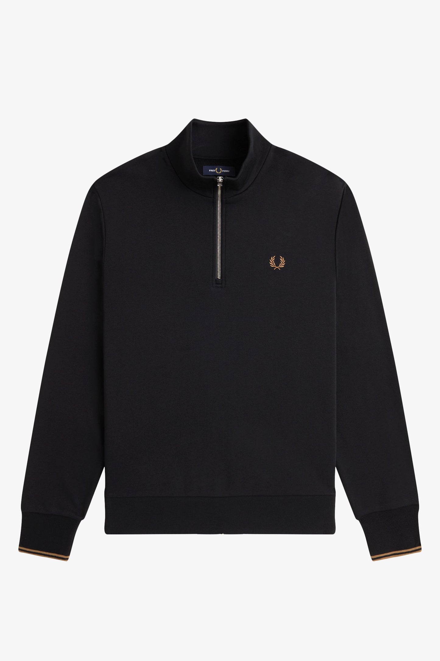 Fred Perry - HALF ZIP SWEATSHIRT - Black/Shadedstone