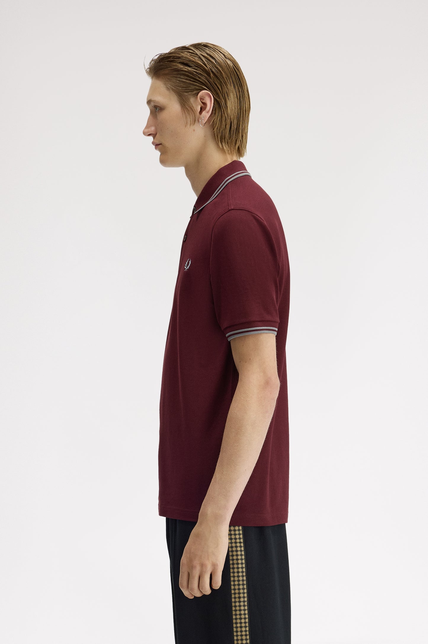 Fred Perry - TWIN TIPPED FRED PERRY SHIRT - Oxblood/Stockport Blue/Stockport Blue